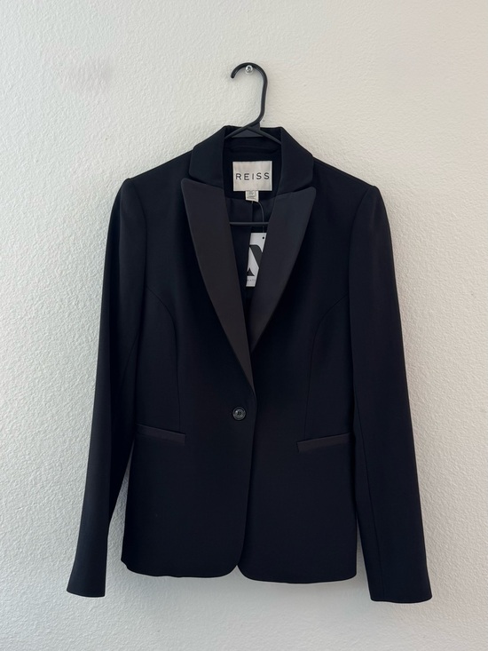 Reiss Jackets & Blazers - Reiss Black One Button Satin Lapel Tuxedo Blazer Size 4